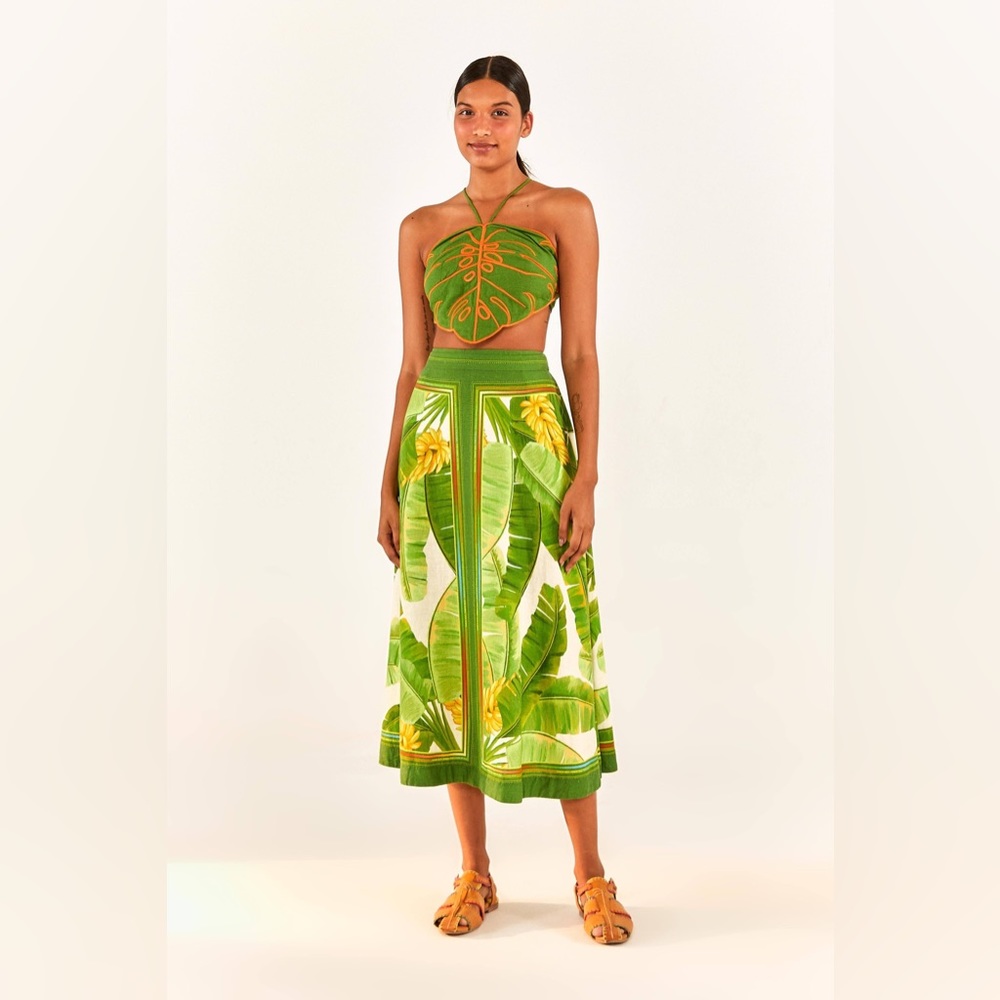 Farm Rio - Fresh Forest Scarf Midi Skirt (ONLY SKIRT)